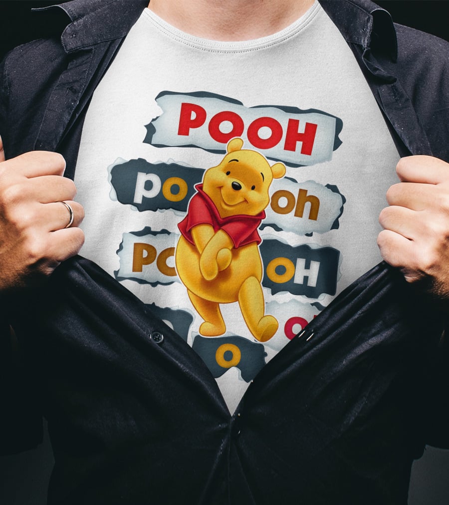 Pooh Winnie The Pooh Sticker Style Jumbo Print T-Shirt