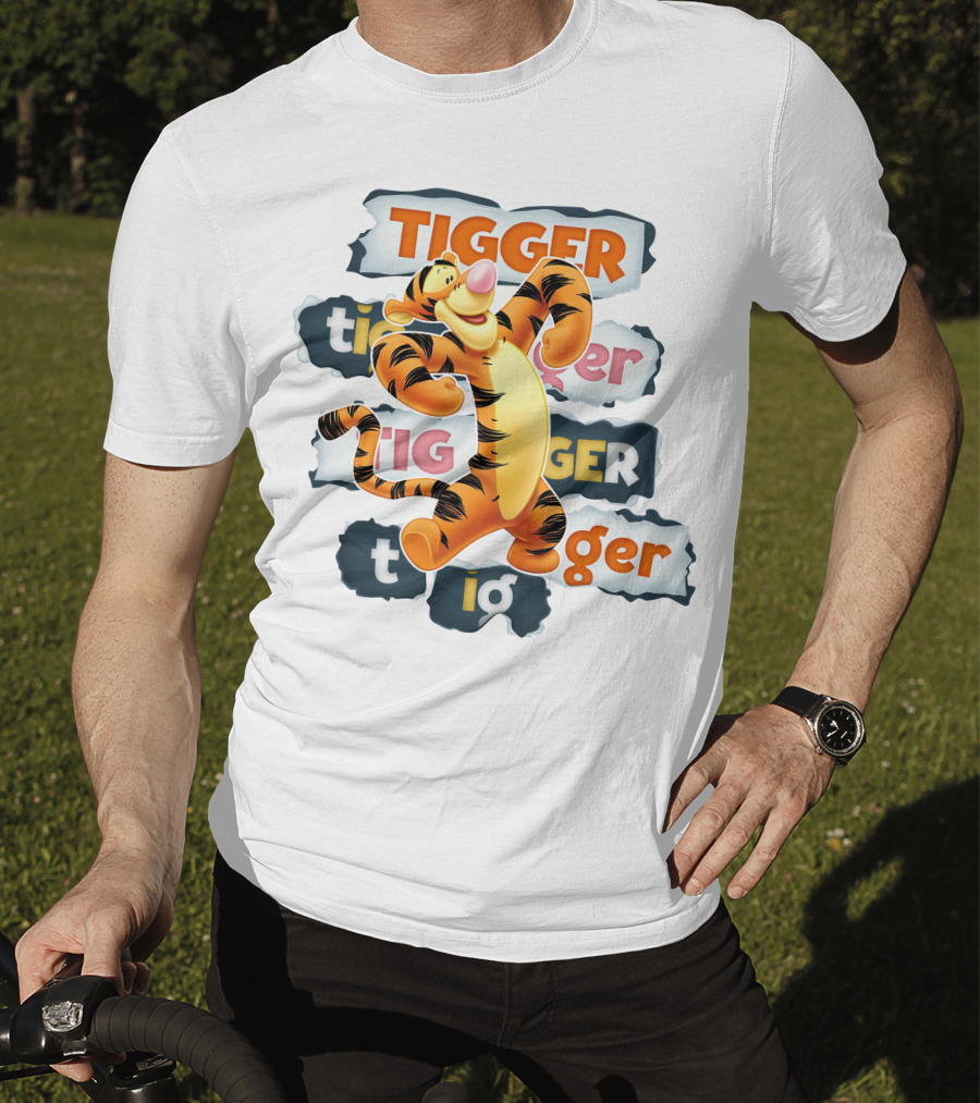 Tigger Colorful Energetic Poses And Text Styles T-Shirt