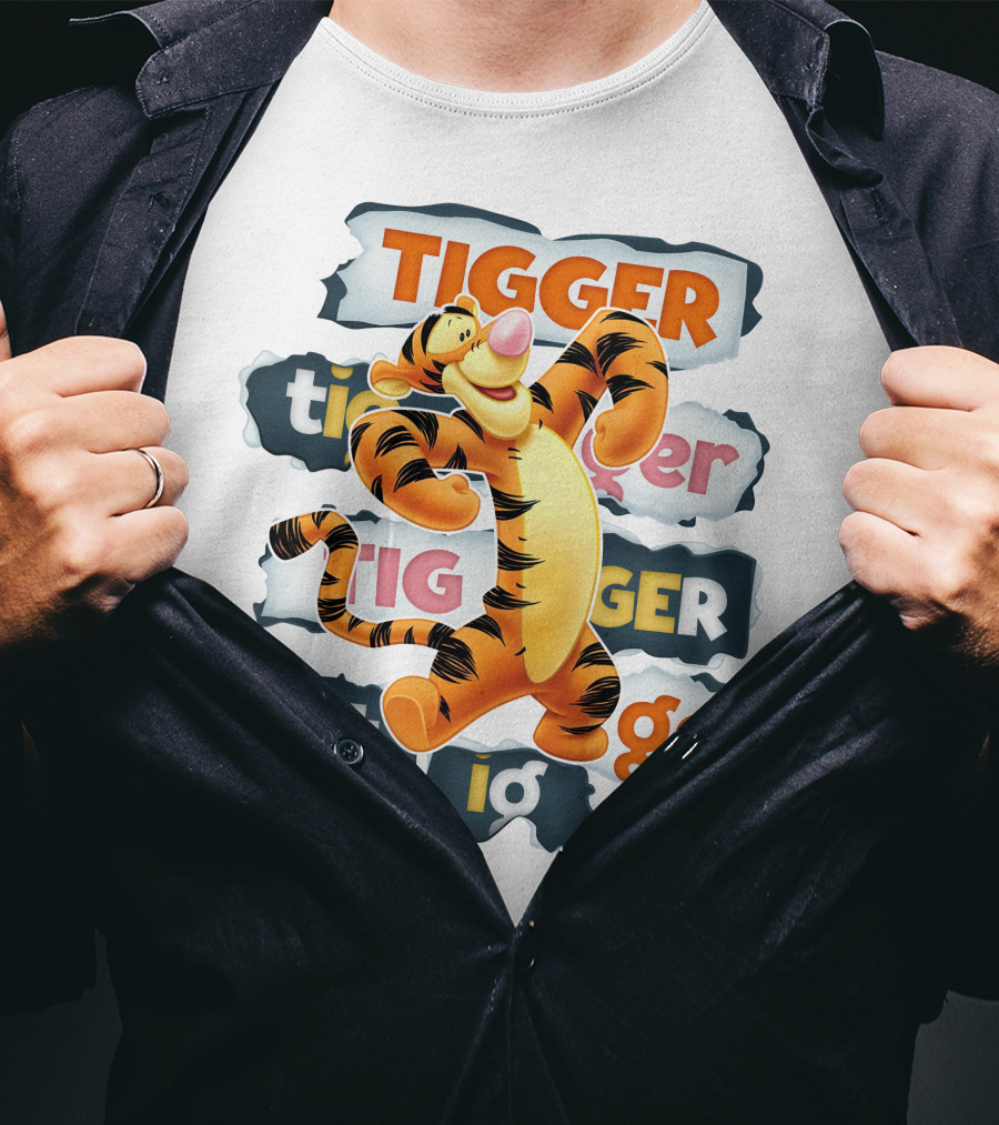 Tigger Colorful Energetic Poses And Text Styles T-Shirt