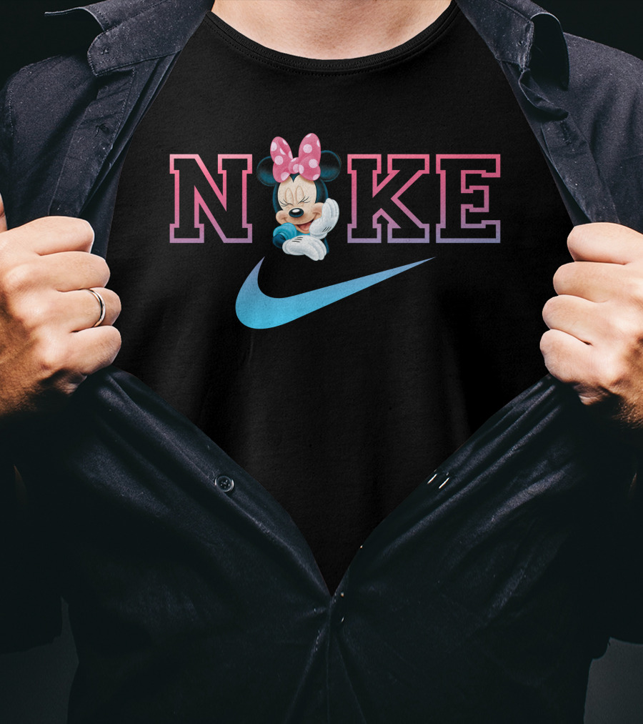Minnie Nike Logo With Swoosh And Pink Bow T-Shirt