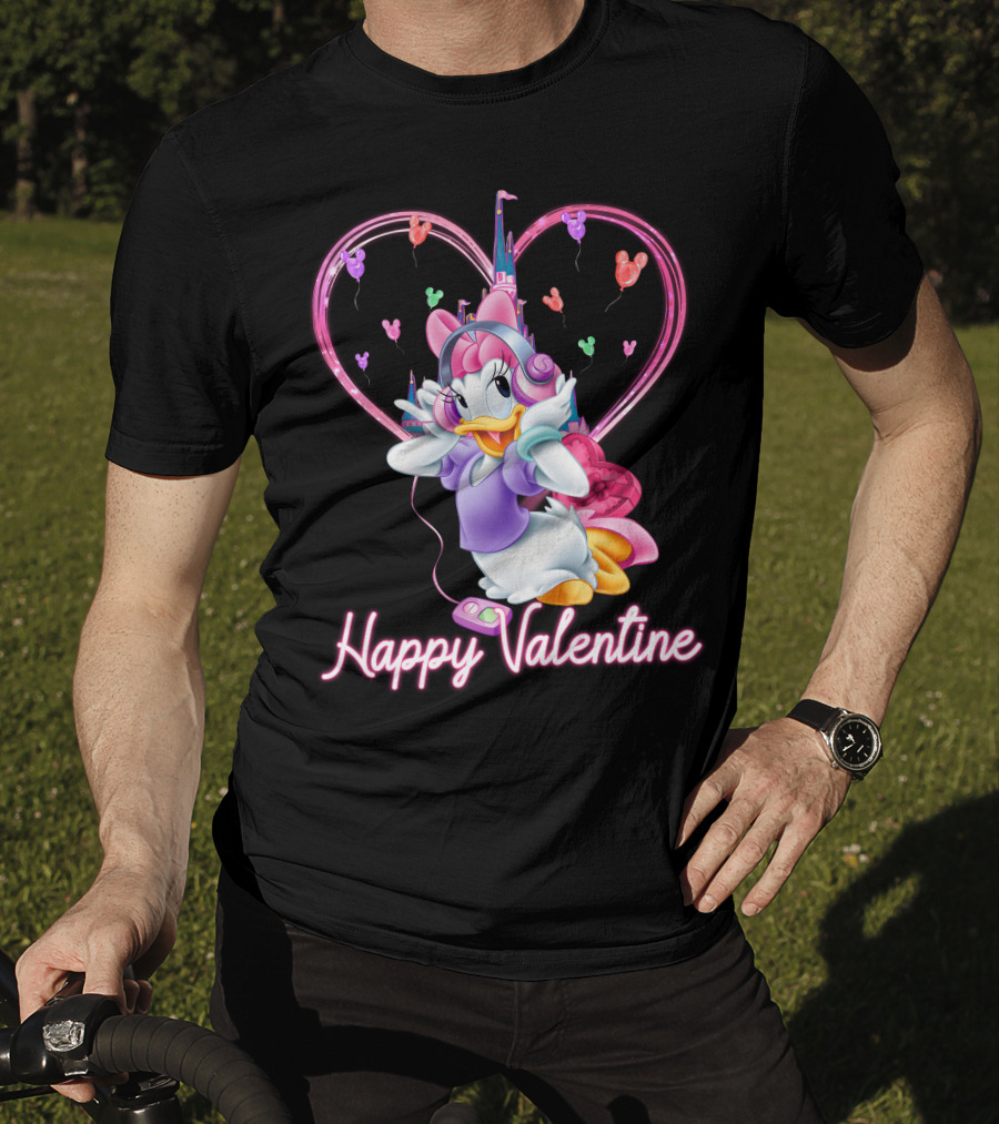 Daisy Duck Happy Valentine Balloons Castle Headphones T-Shirt