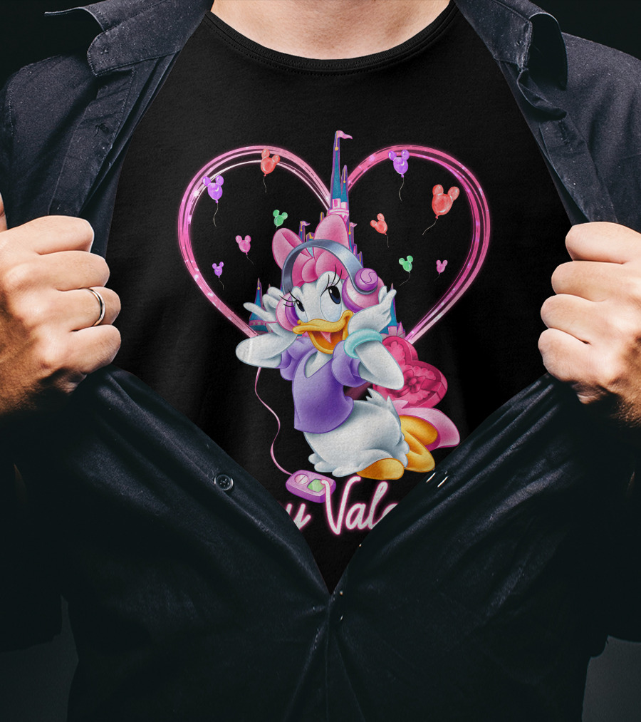 Daisy Duck Happy Valentine Balloons Castle Headphones T-Shirt