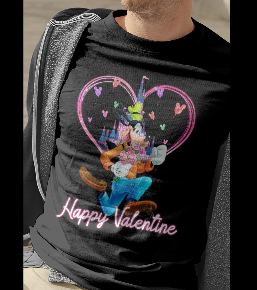 Goofy Happy Valentine Castle Balloons Bouquet T-Shirt