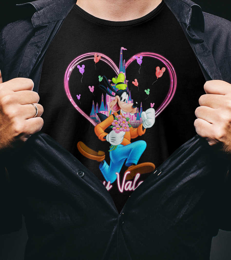 Goofy Happy Valentine Castle Balloons Bouquet T-Shirt