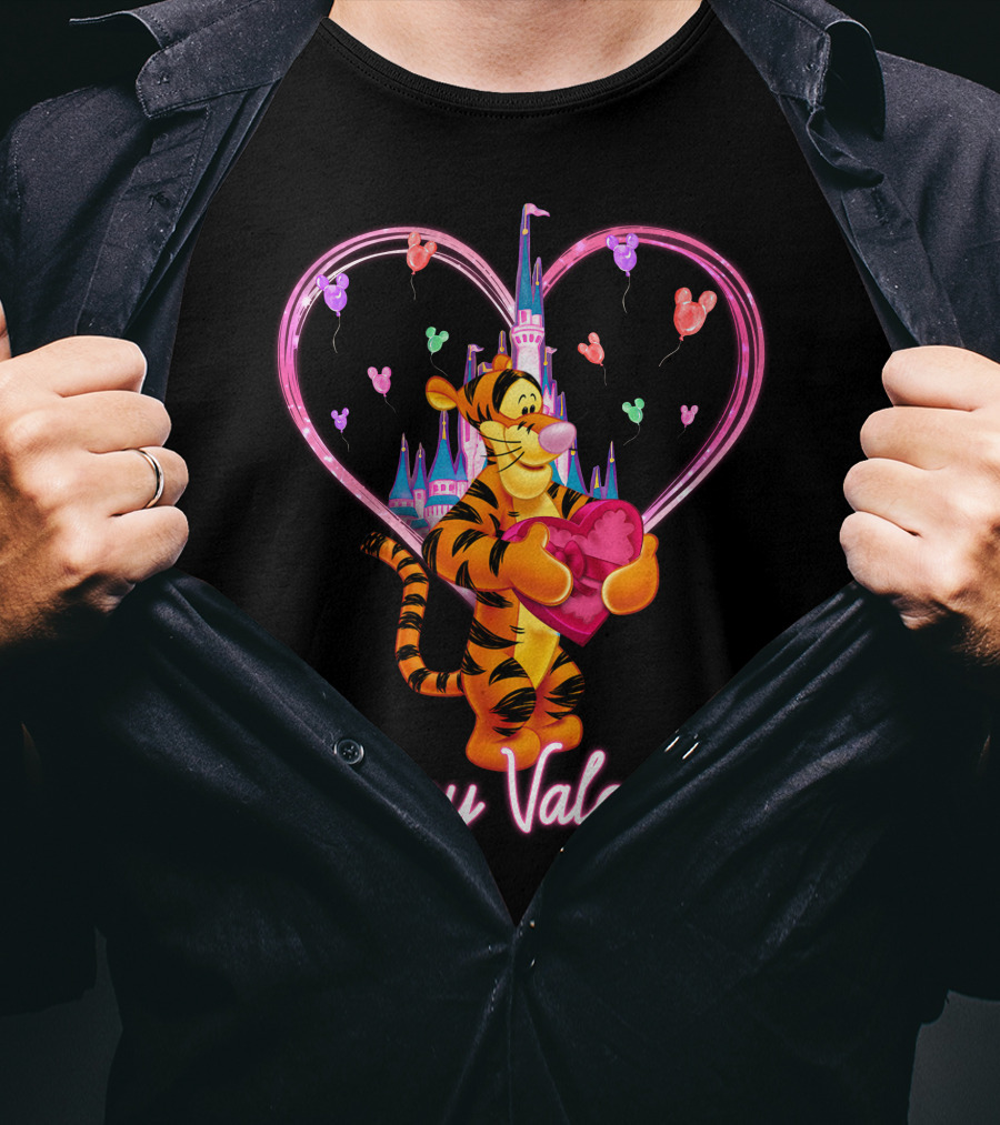 Tigger Happy Valentine Heart Castle Balloons T-Shirt