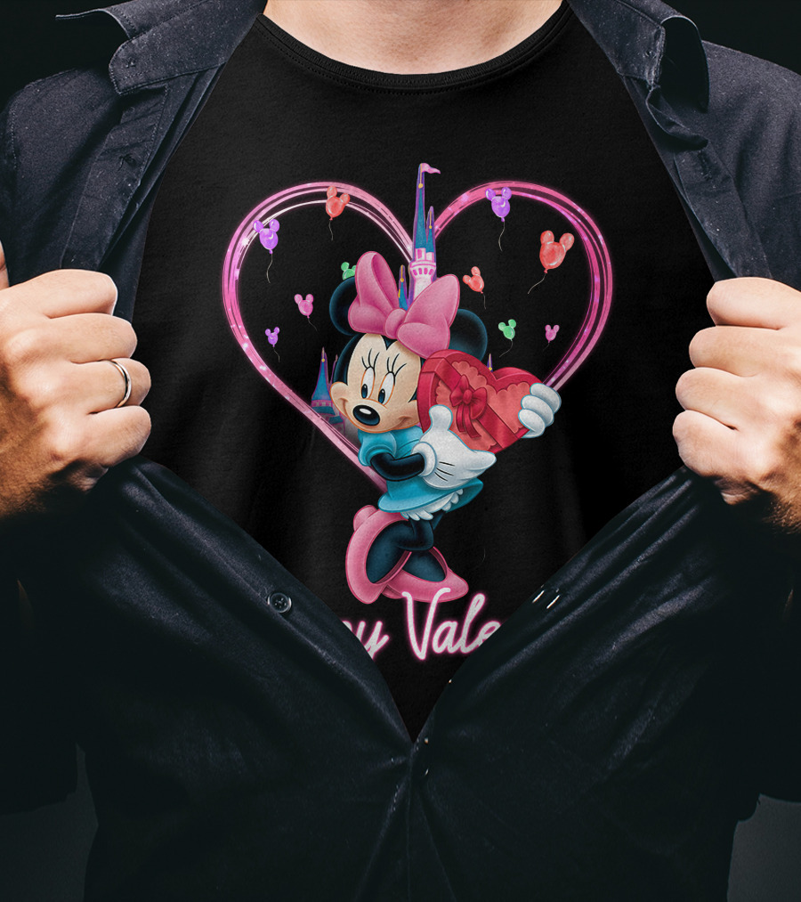 Happy Valentine Minnie Mouse Heart Balloons T-Shirt