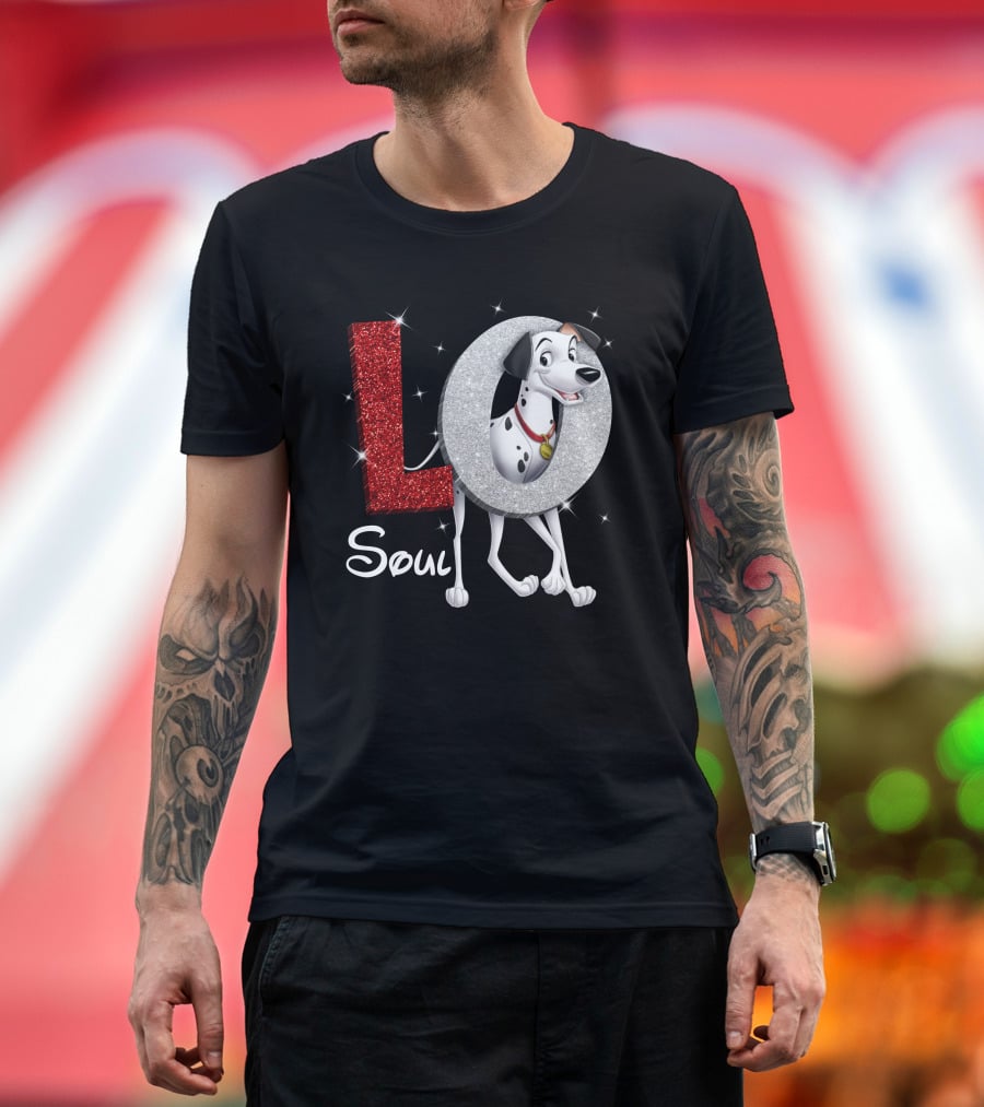 Pongo Soul Love With Glittery Red And Silver Letters T-Shirt