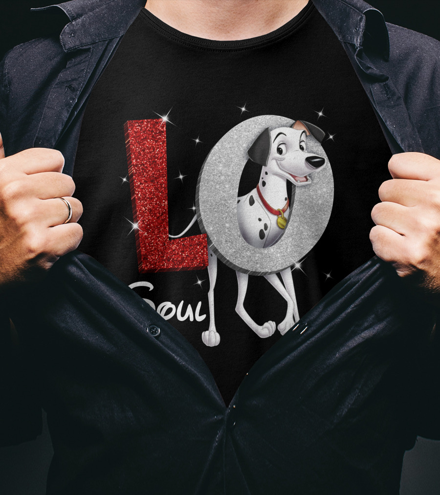 Pongo Soul Love With Glittery Red And Silver Letters T-Shirt