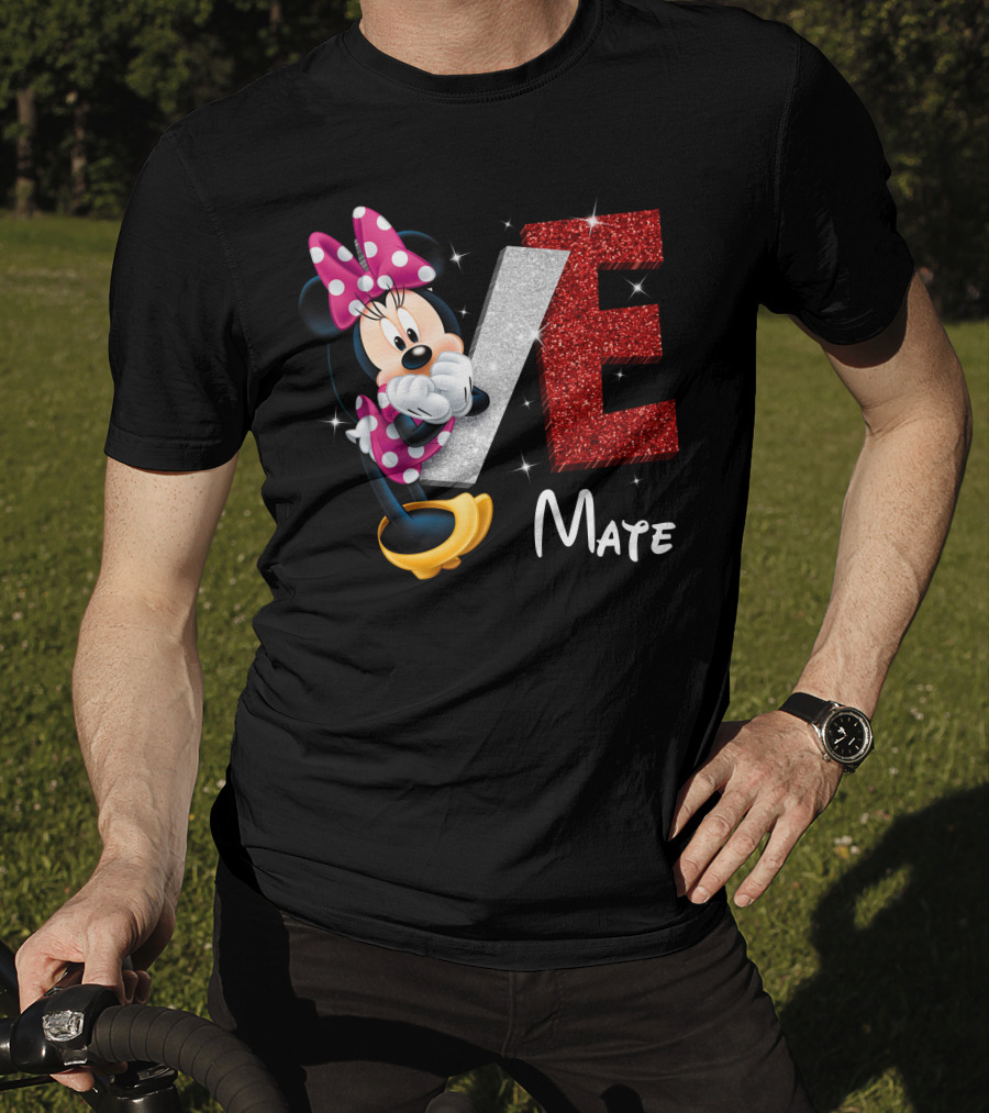Minnie Mate Love Sparkle Bow And E Glitter T-Shirt