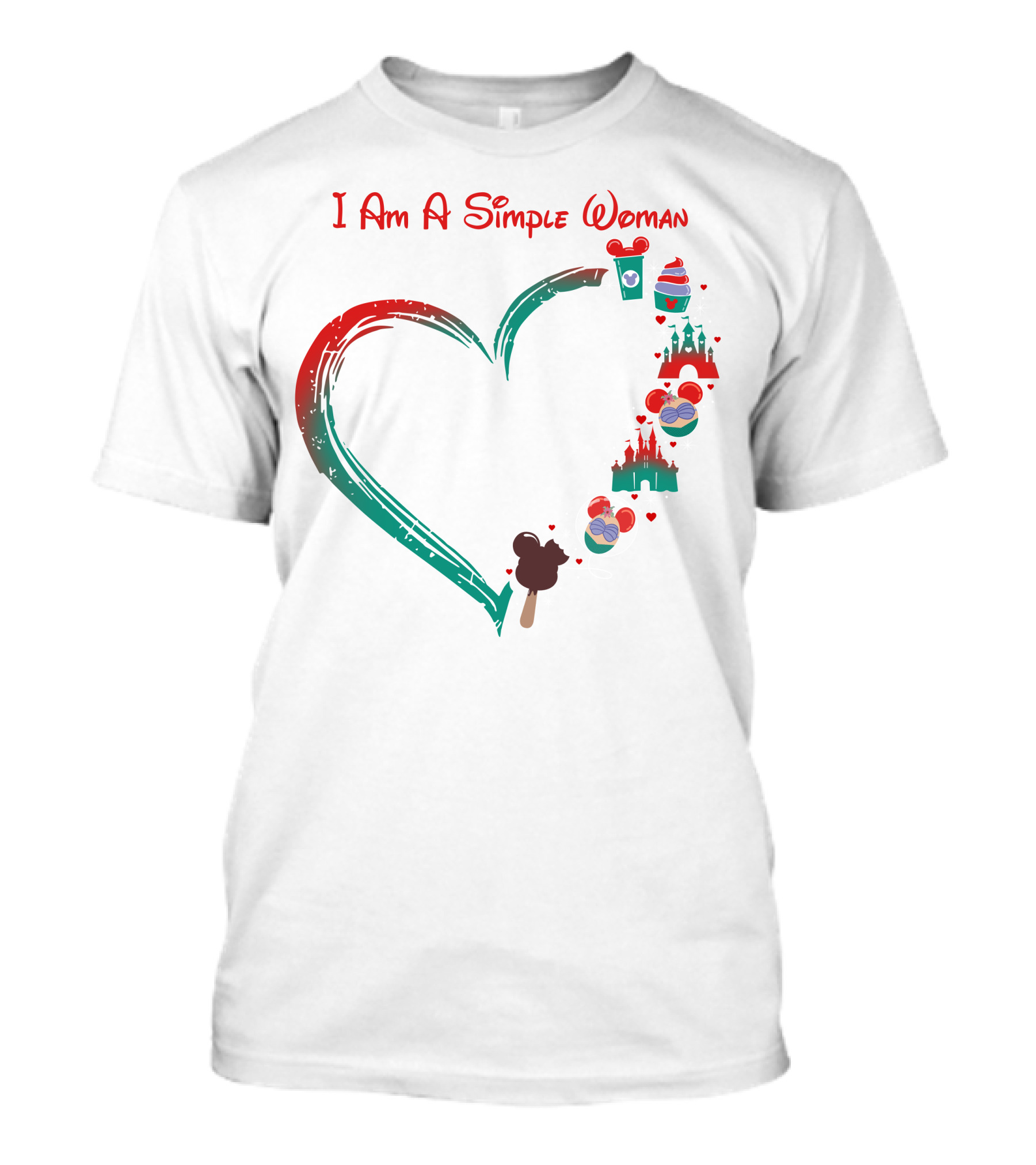 I Am A Simple Woman Ariel Castle Heart Icons T-Shirt