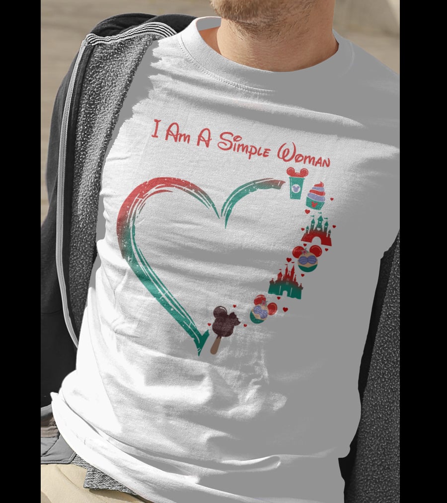 I Am A Simple Woman Ariel Castle Heart Icons T-Shirt