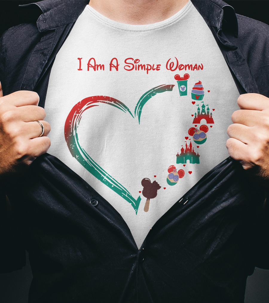 I Am A Simple Woman Ariel Castle Heart Icons T-Shirt