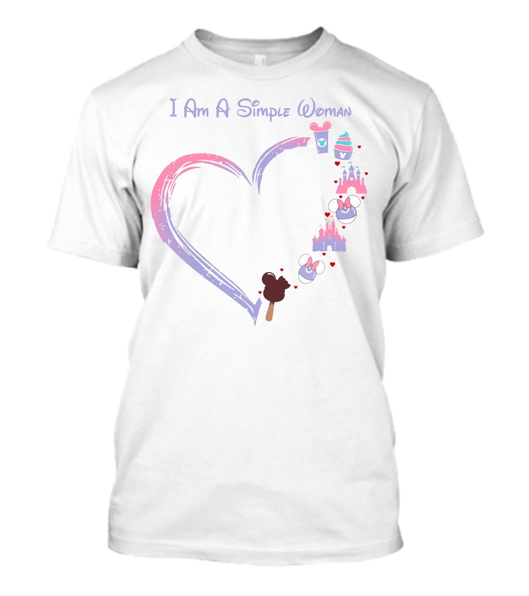 I Am A Simple Woman Heart Coffee Castle Mickey Ears T-Shirt