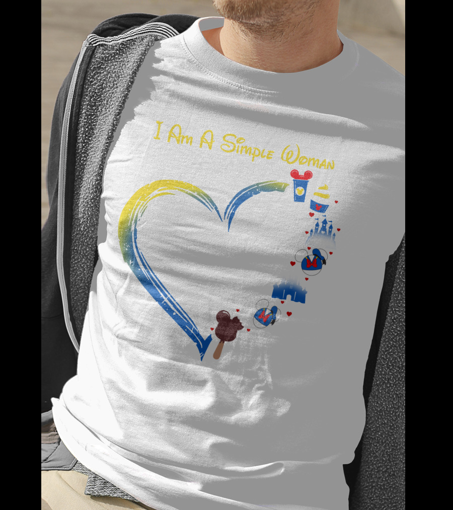 I Am A Simple Woman Disney Theme With Castle Mickey Mouse Ears Heart Highlight T-Shirt