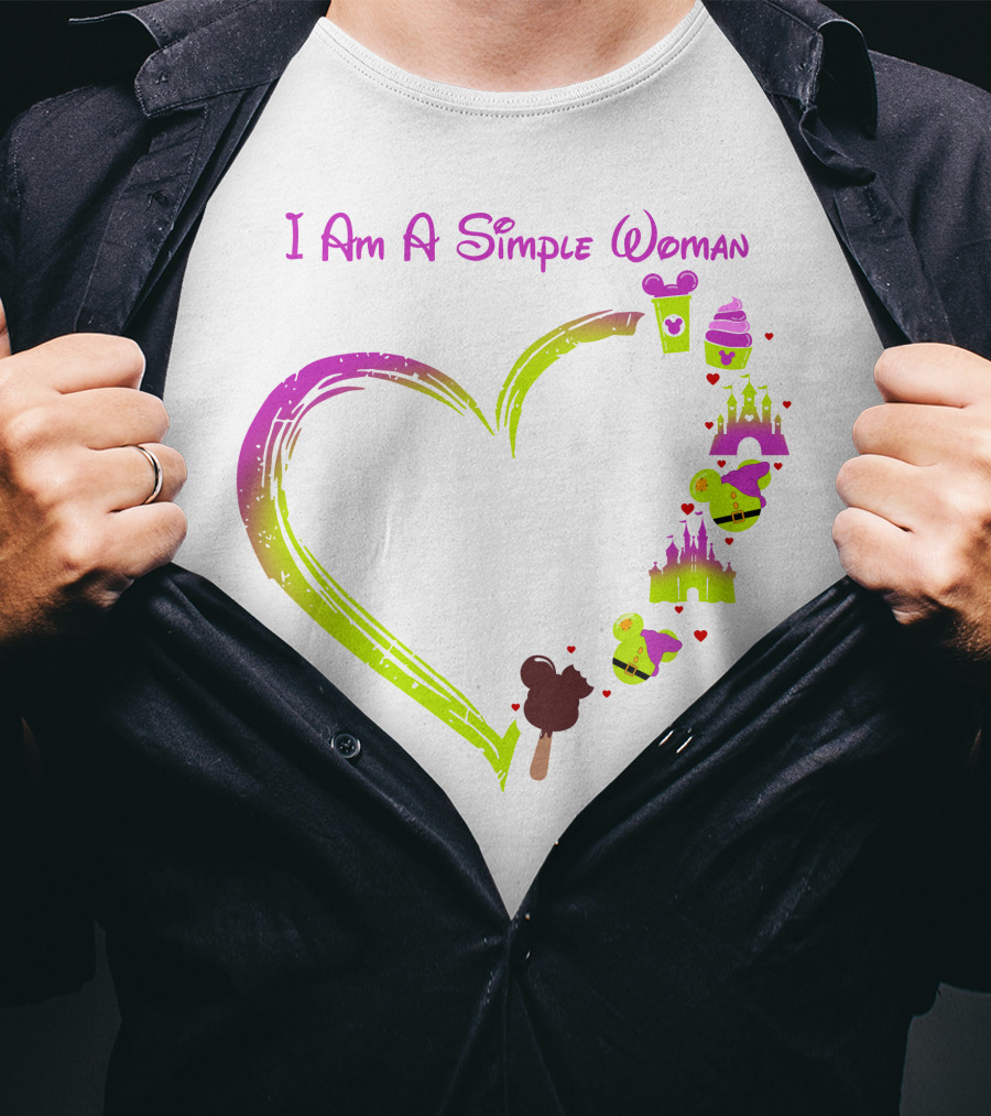 I Am A Simple Woman Castle Coffee Dopey Ice Cream Hearts T-Shirt