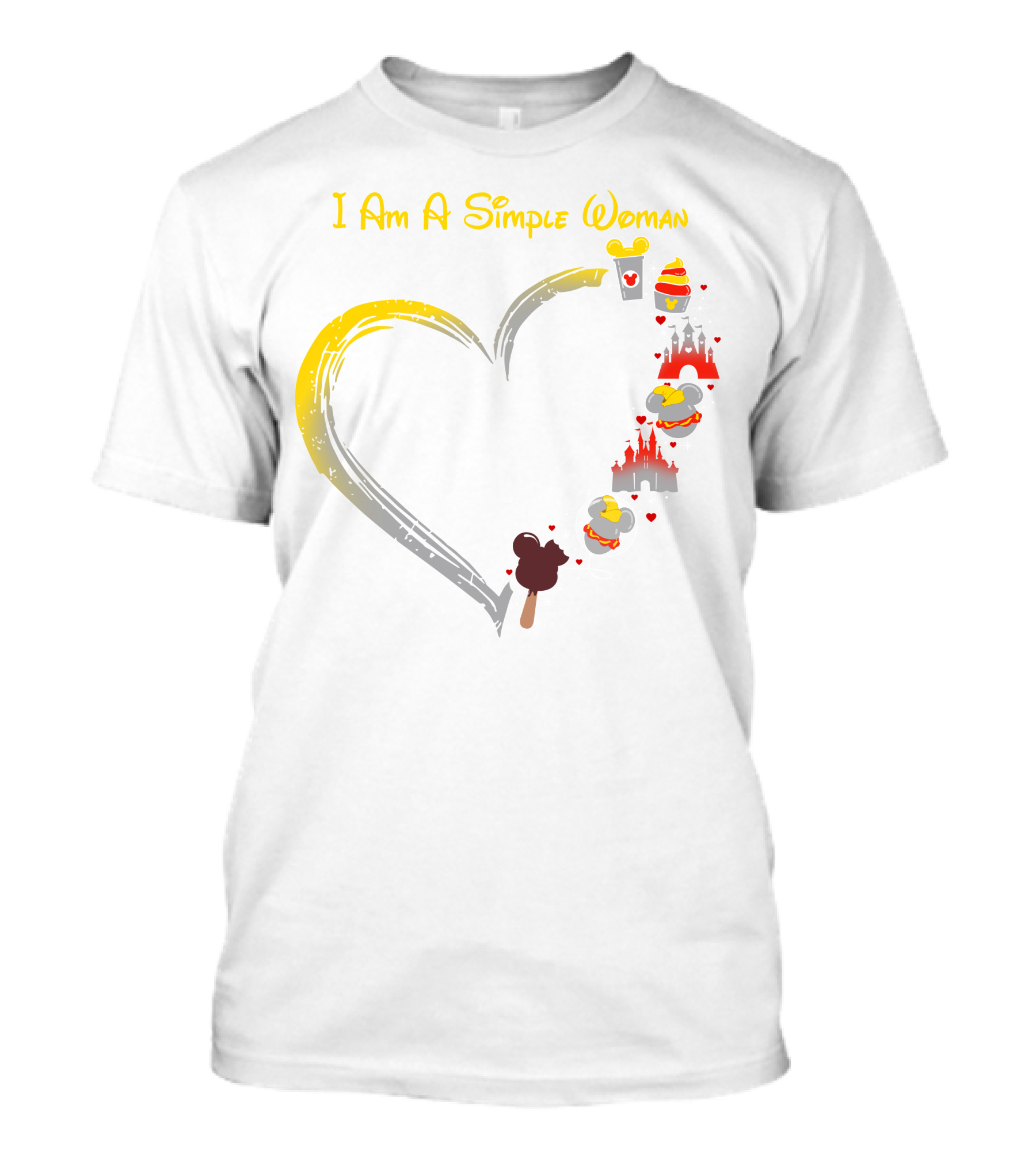 I Am A Simple Woman With Dumbo Ice Cream And Castle Hearts T-Shirt