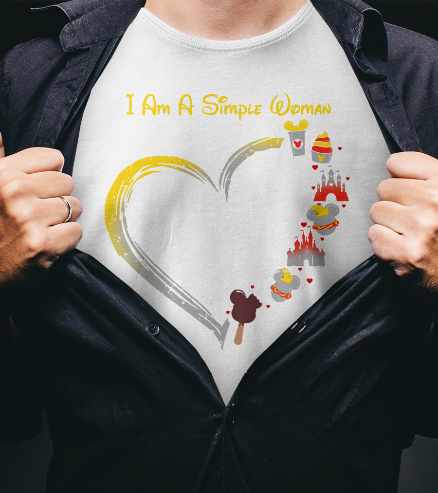 I Am A Simple Woman With Dumbo Ice Cream And Castle Hearts T-Shirt