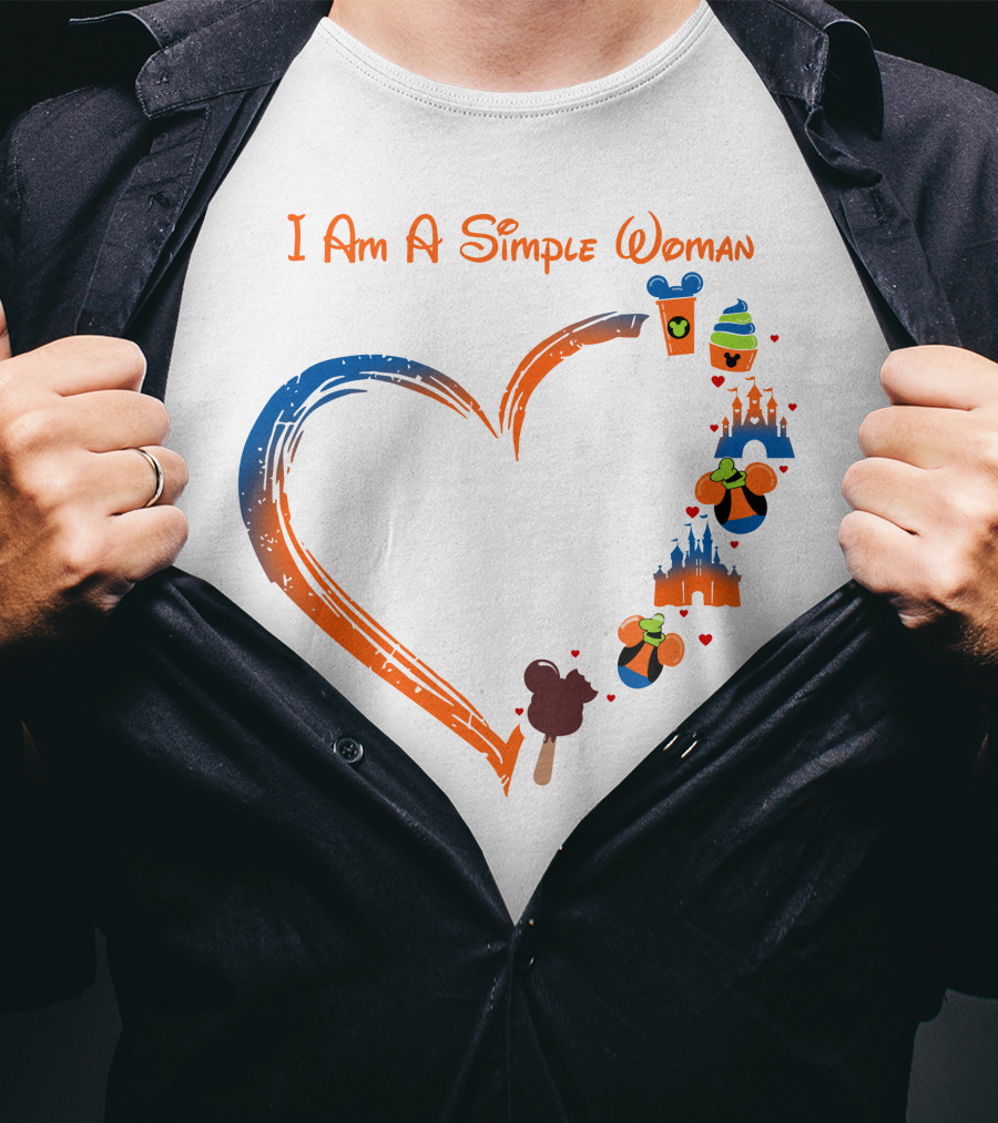 I Am A Simple Woman Heart Mickey Ice Cream Castle Minnie Ears T-Shirt