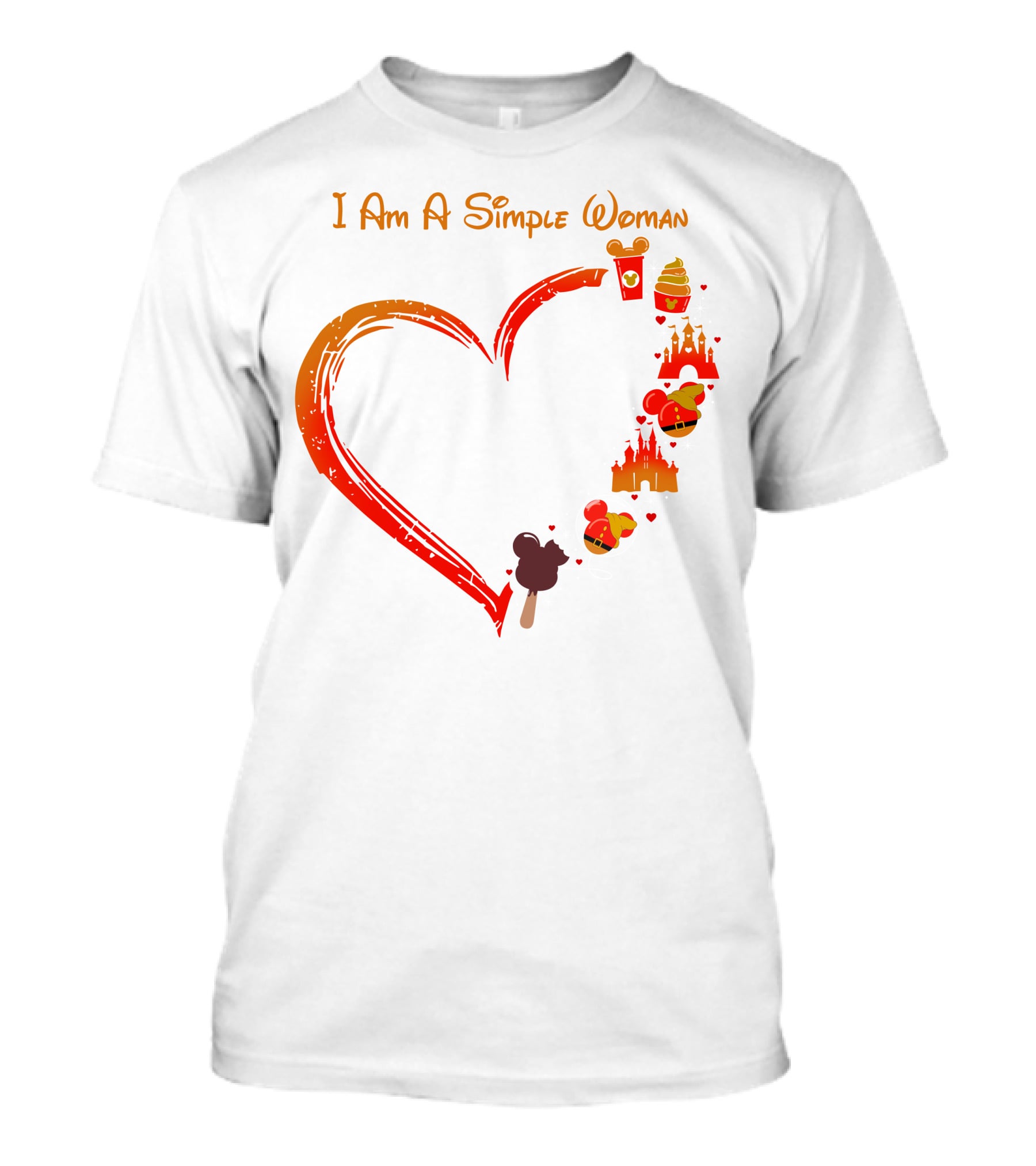 I Am A Simple Woman Heart Castle Ice Cream Disney Icons T-Shirt