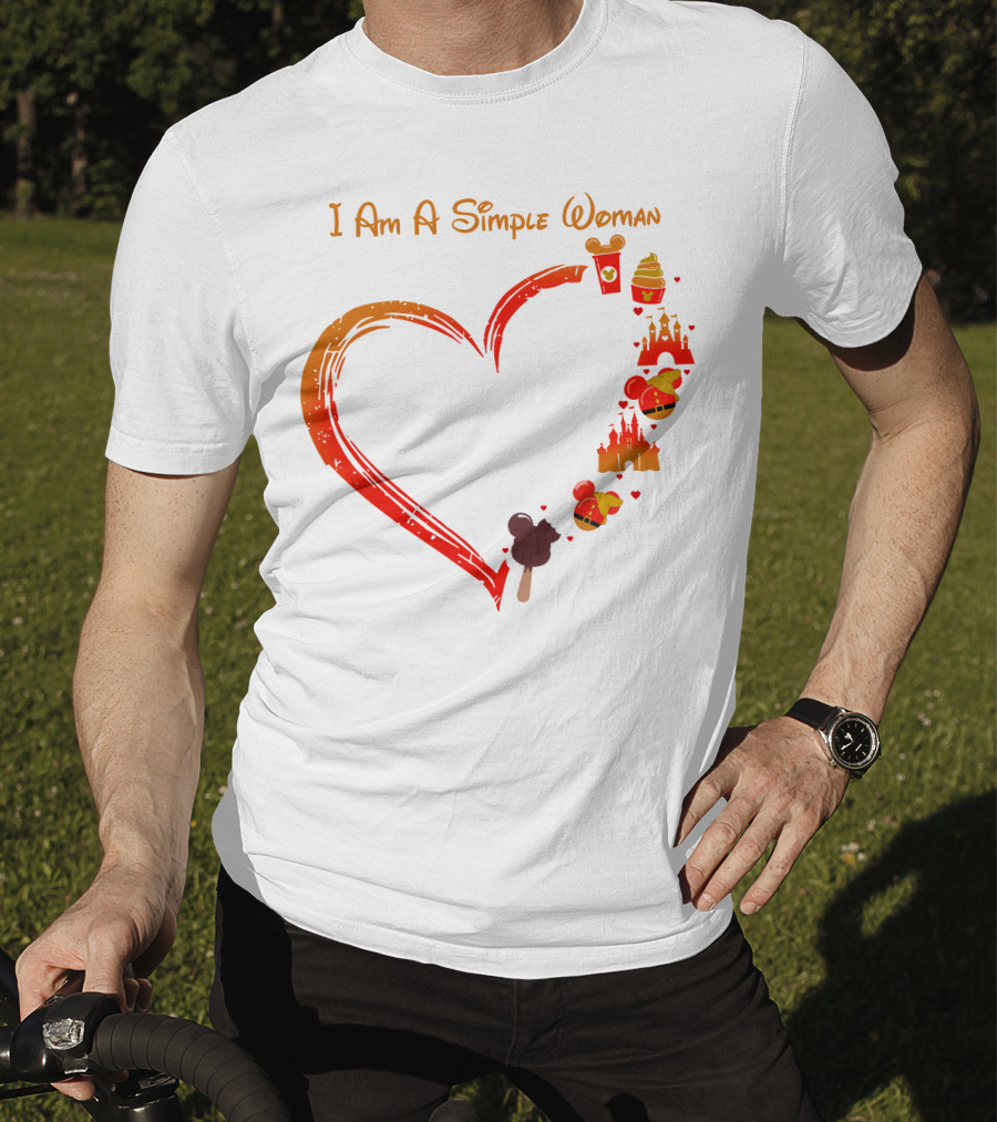 I Am A Simple Woman Heart Castle Ice Cream Disney Icons T-Shirt