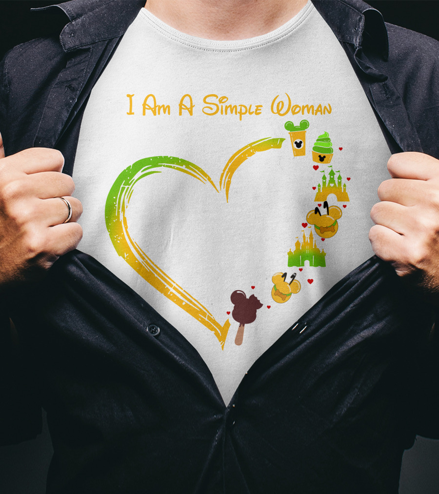 I Am A Simple Woman Heart Mouse Ears Ice Cream Castle T-Shirt