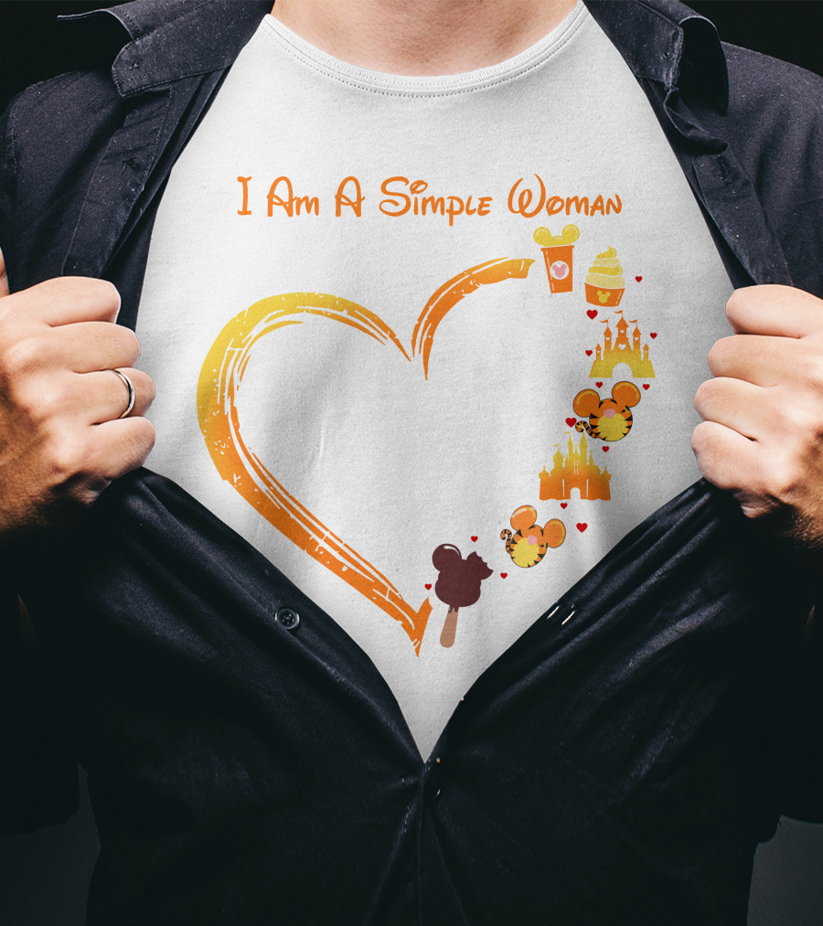 I Am A Simple Woman Mickey Treats Castle Heart T-Shirt