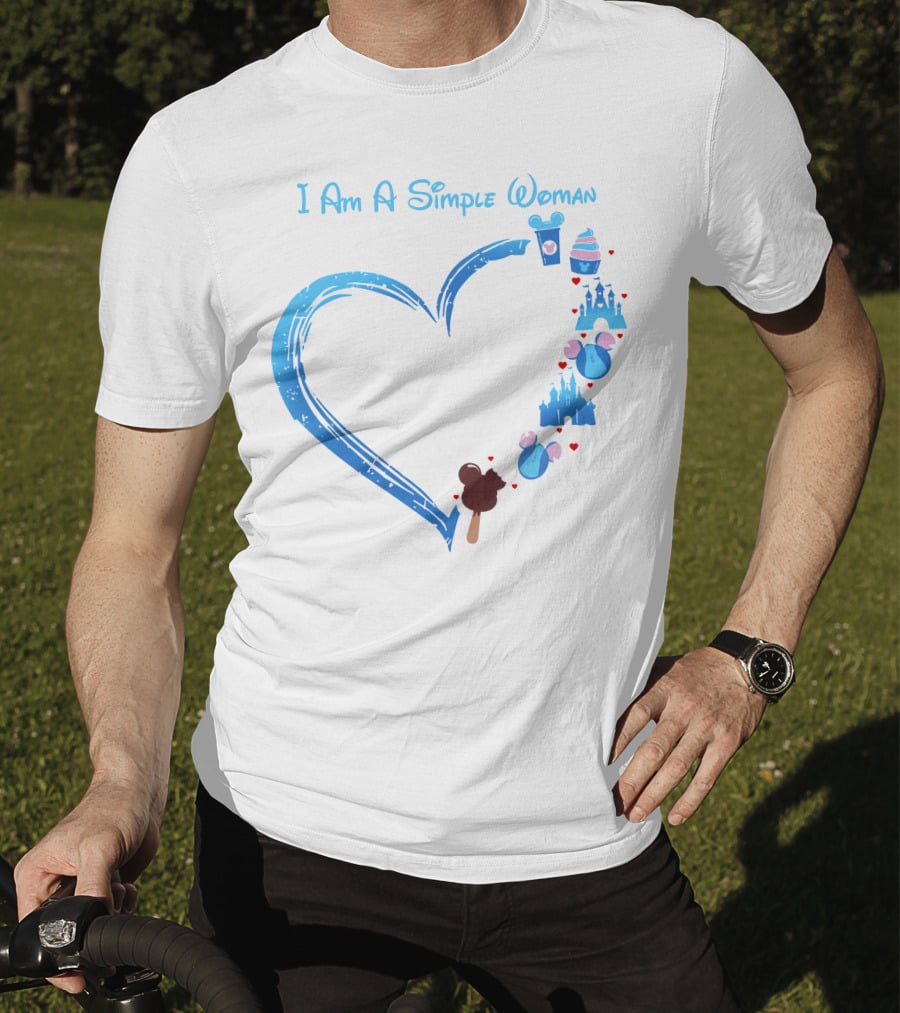 I Am A Simple Woman Heartbeat Mickey Ice Cream Castle Ears T-Shirt