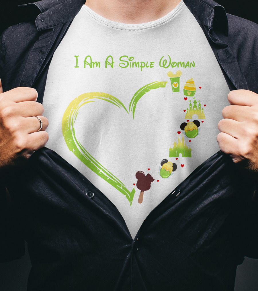 I Am A Simple Woman Tinkerbell Mickey Ears Castle Icons T-Shirt