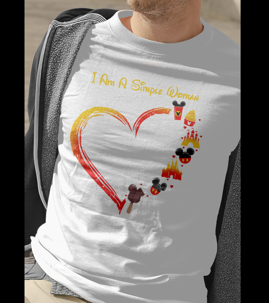 I Am A Simple Woman Heart Mickey Mouse Ice Cream Castle Icons T-Shirt