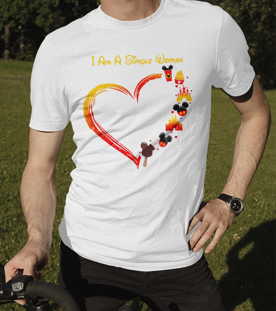 I Am A Simple Woman Heart Mickey Mouse Ice Cream Castle Icons T-Shirt