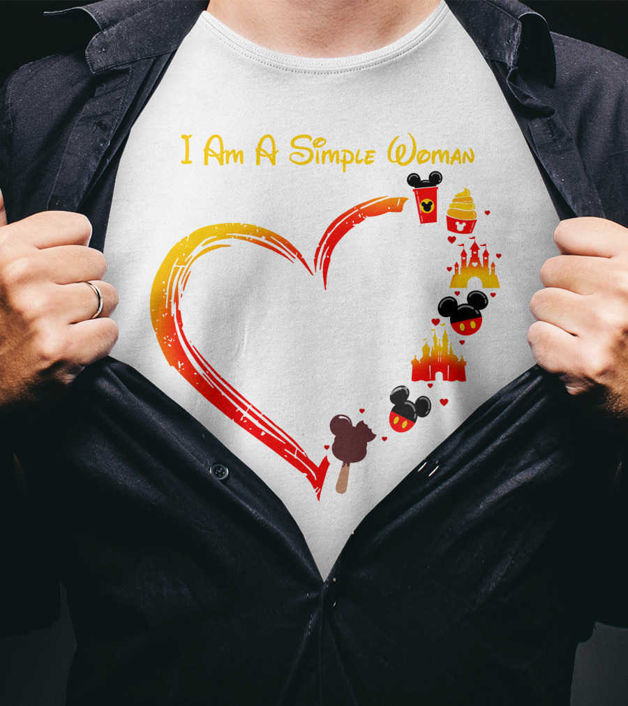 I Am A Simple Woman Heart Mickey Mouse Ice Cream Castle Icons T-Shirt