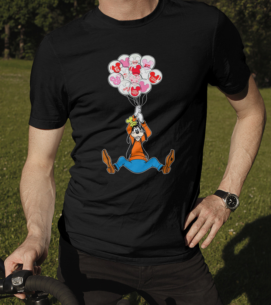 Goofy Balloons Mickey Love Valentine's Xo Hug Minnie Organic T-Shirt