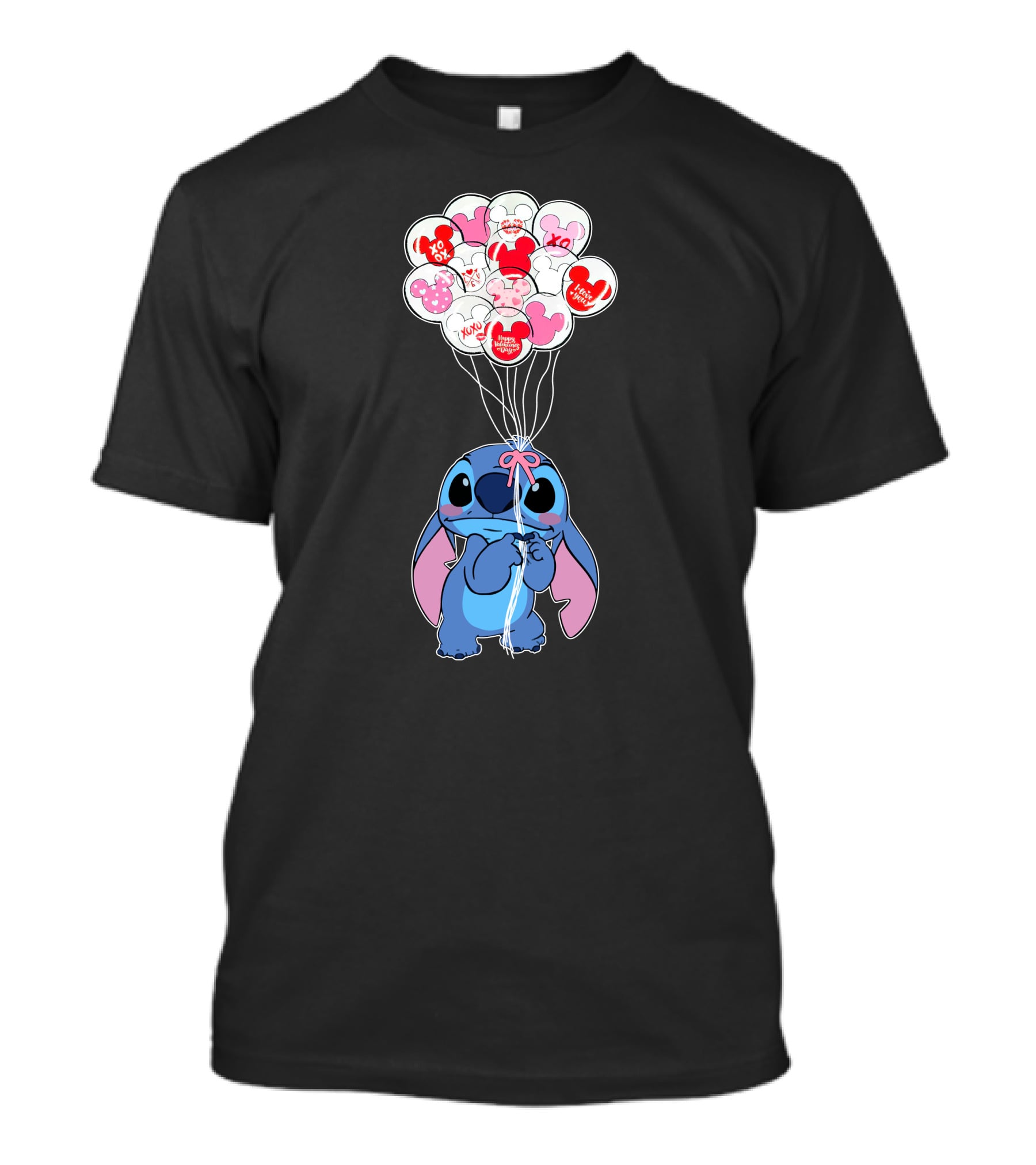 Stitch And Mickey Balloons Valentine's Xo Love T-Shirt