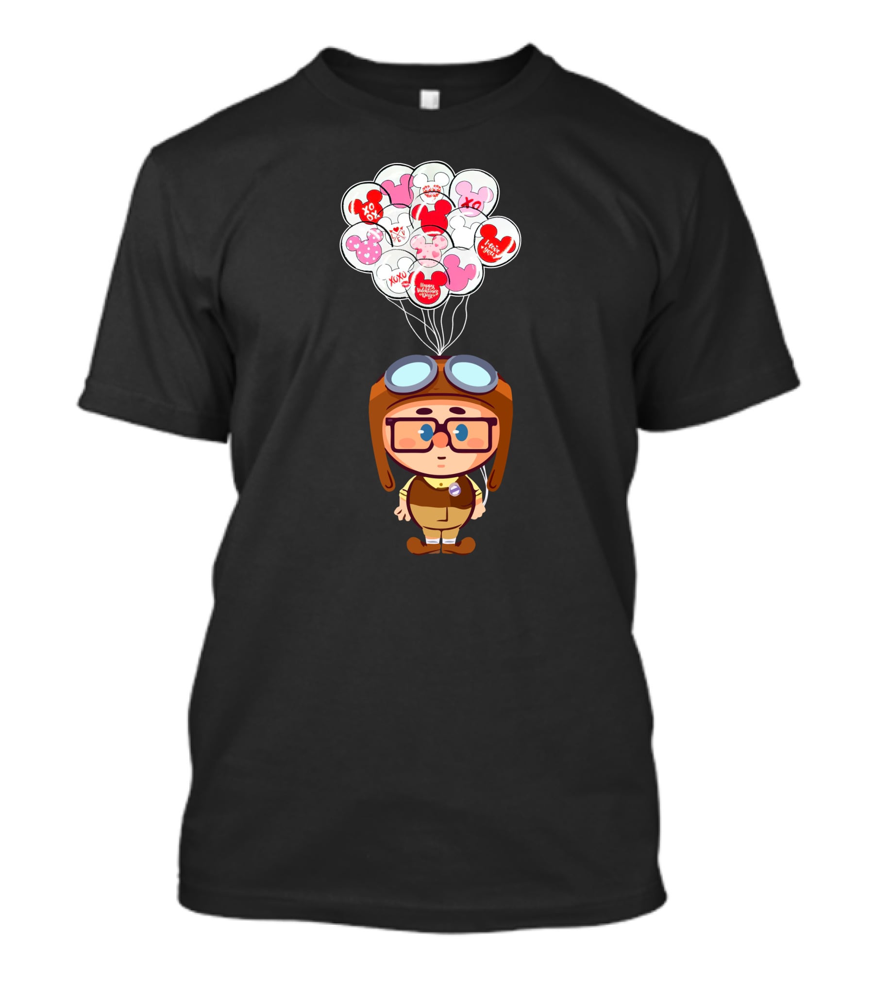 Carl Cartoon Character With Valentines Balloons T-Shirt