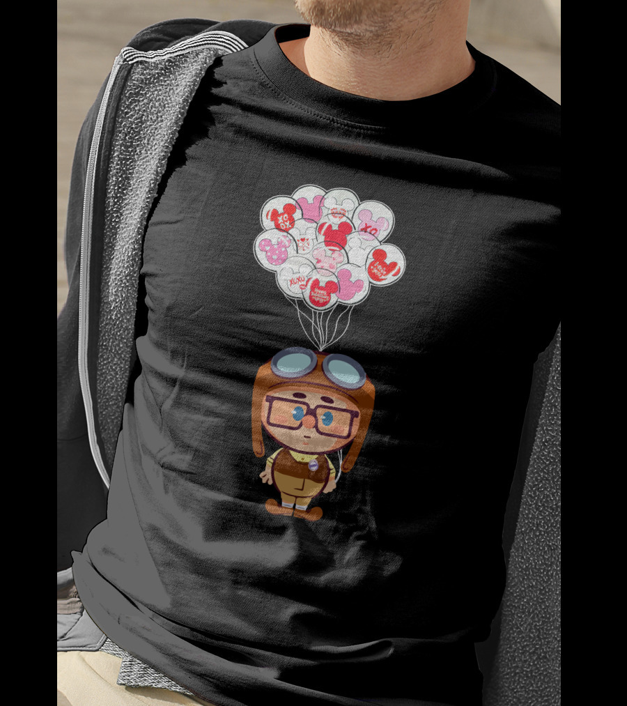 Carl Cartoon Character With Valentines Balloons T-Shirt