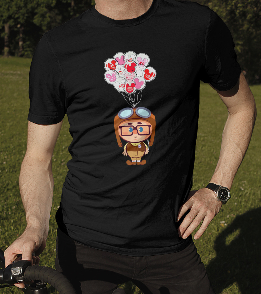 Carl Cartoon Character With Valentines Balloons T-Shirt