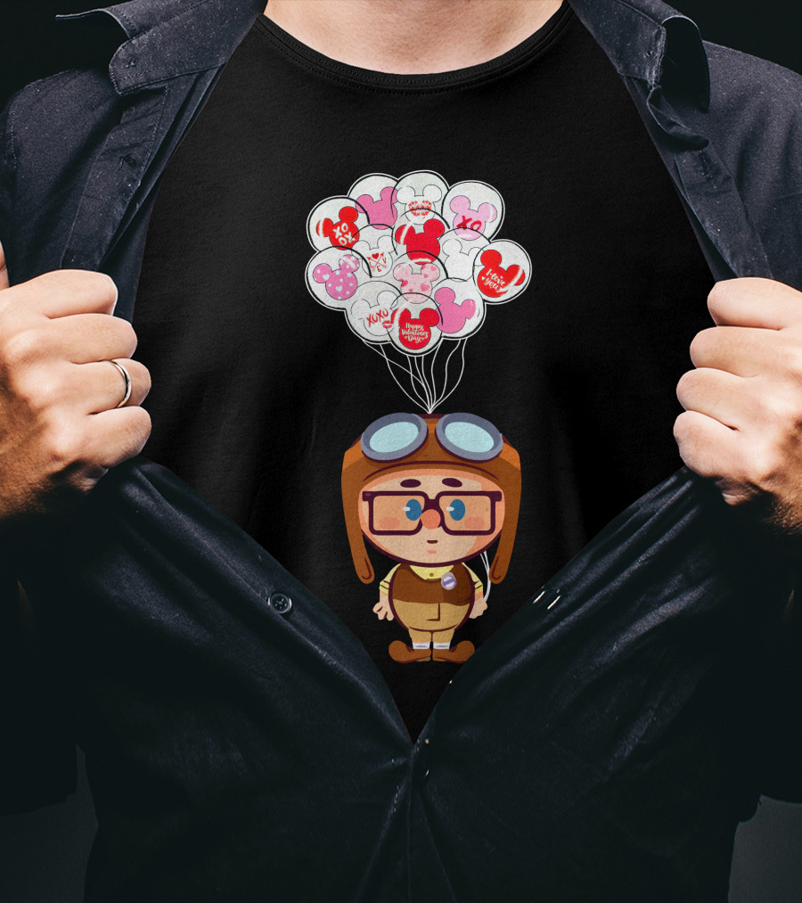 Carl Cartoon Character With Valentines Balloons T-Shirt