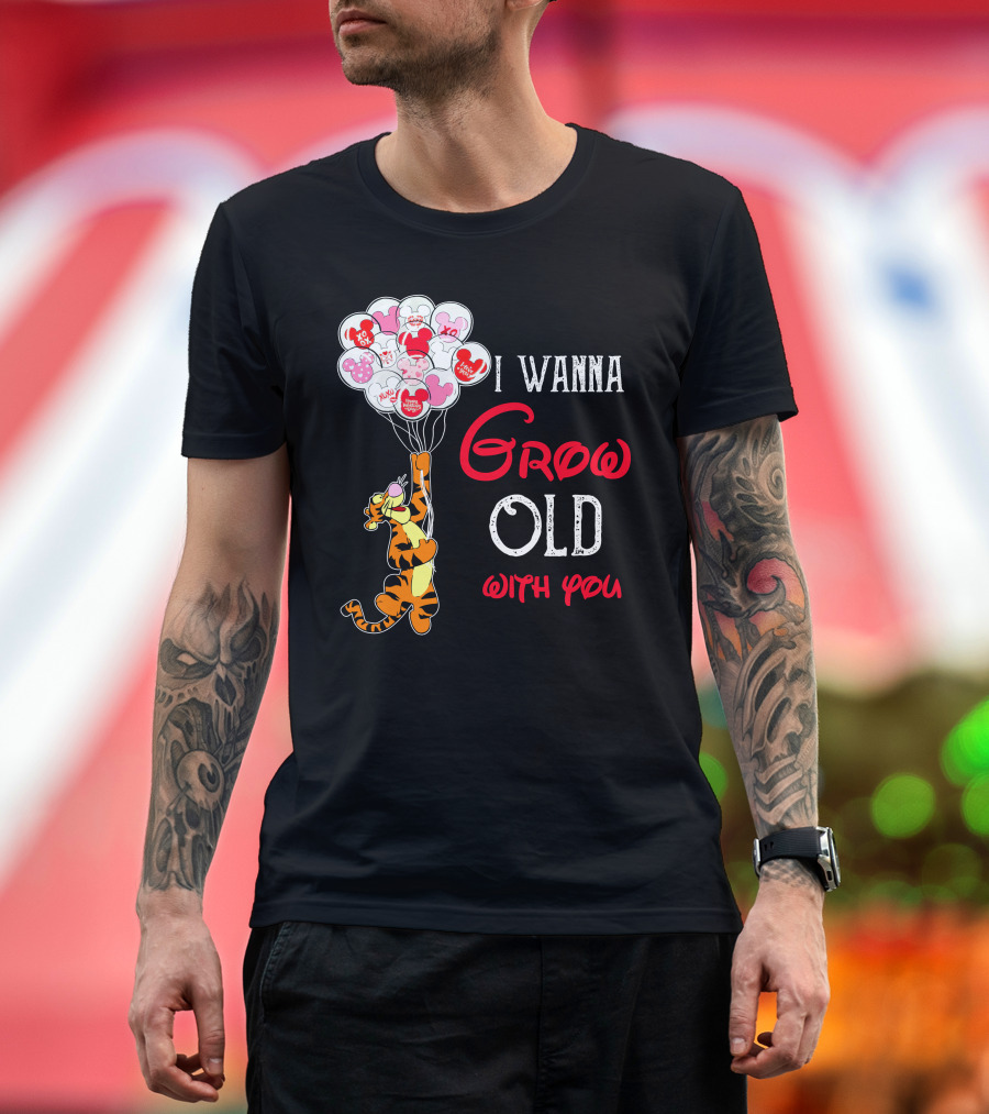 I Wanna Grow Old With You Tigger Balloons Hearts Xo T-Shirt