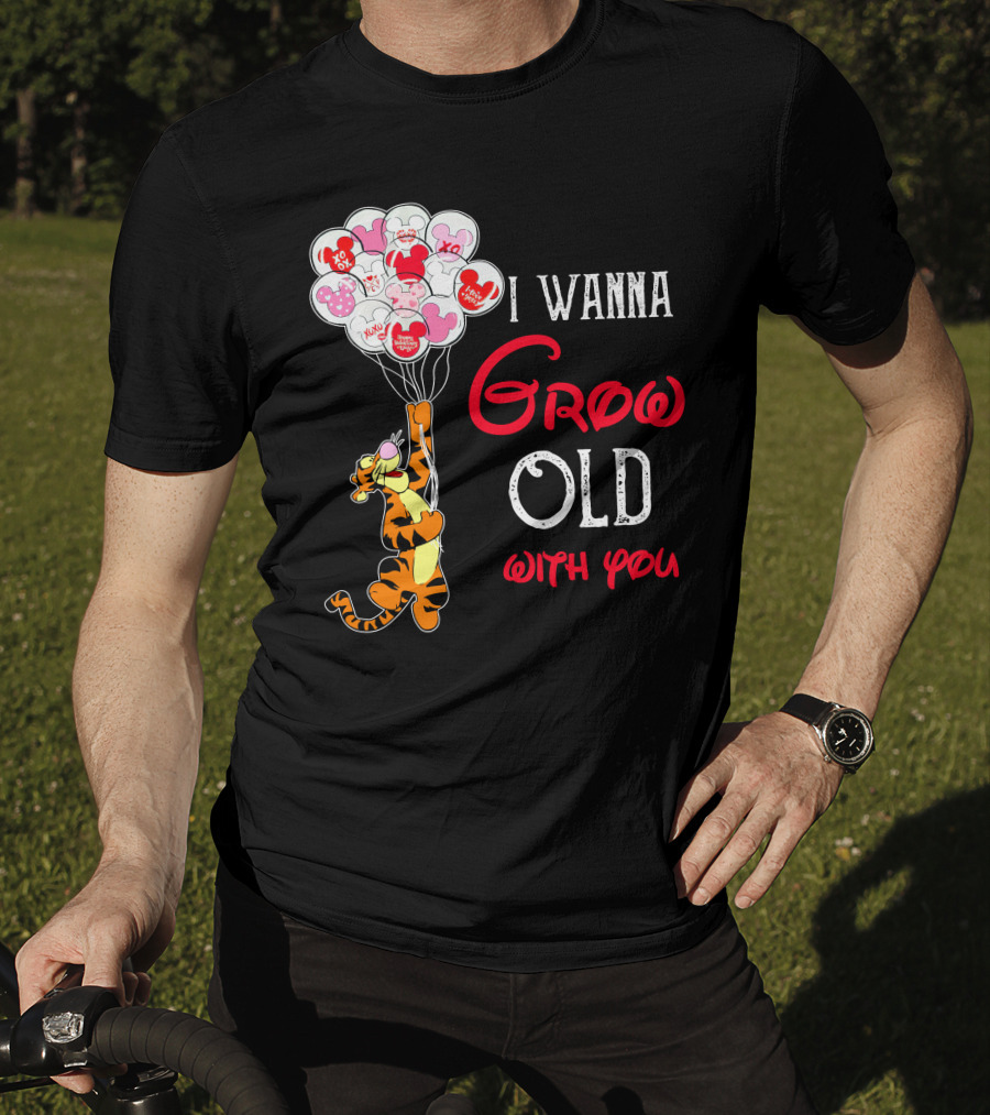 I Wanna Grow Old With You Tigger Balloons Hearts Xo T-Shirt