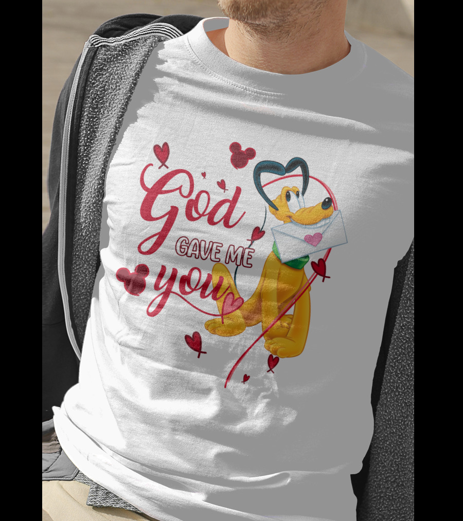 Pluto God Gave Me You Hearts And Mickey Mouse Icons T-Shirt