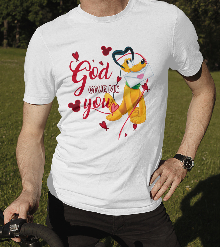 Pluto God Gave Me You Hearts And Mickey Mouse Icons T-Shirt