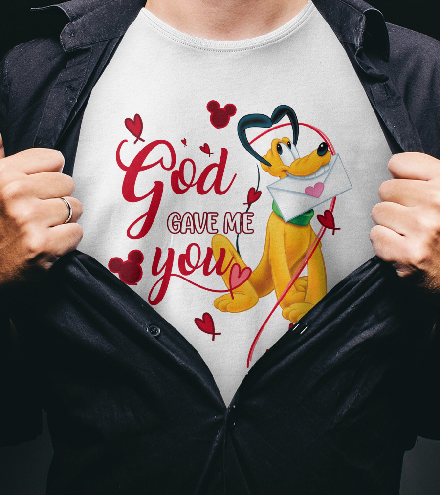 Pluto God Gave Me You Hearts And Mickey Mouse Icons T-Shirt