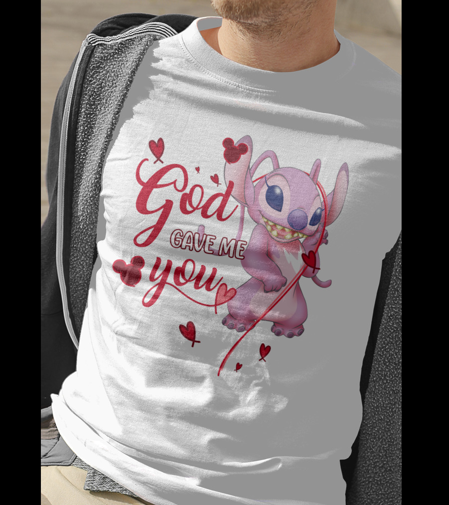 God Gave Me You Stitch And Hearts T-Shirt