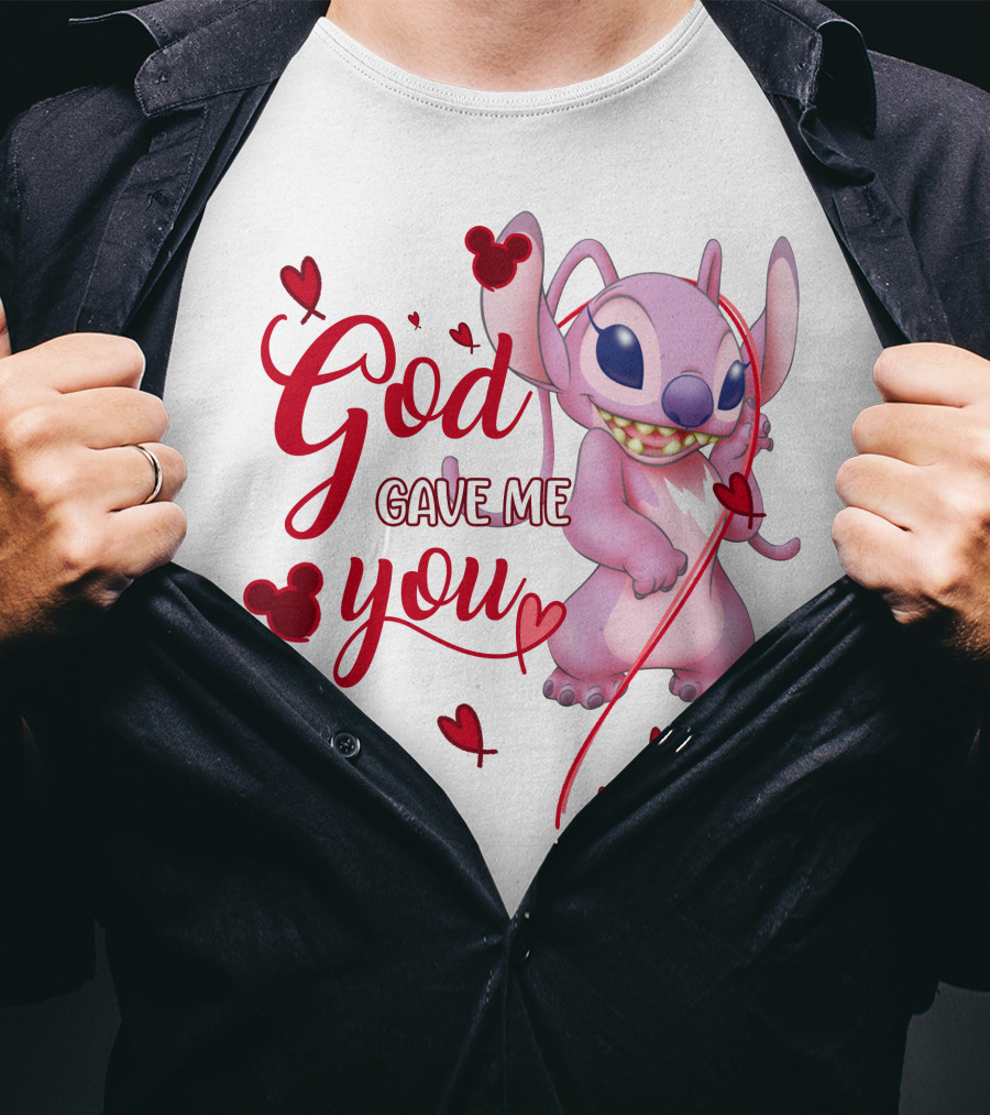 God Gave Me You Stitch And Hearts T-Shirt