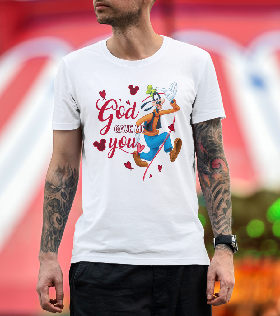 God Gave Me You Goofy Character Hearts Icons T-Shirt