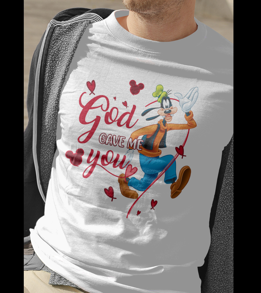 God Gave Me You Goofy Character Hearts Icons T-Shirt