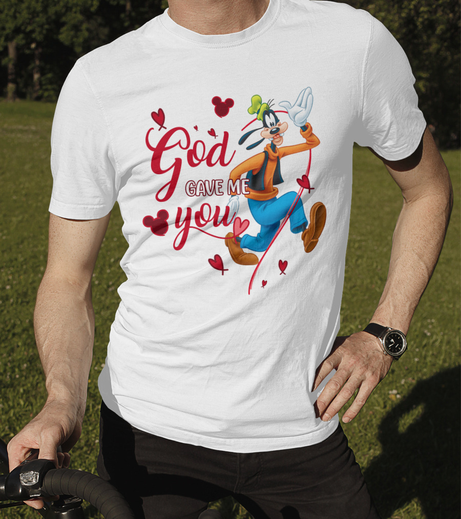 God Gave Me You Goofy Character Hearts Icons T-Shirt