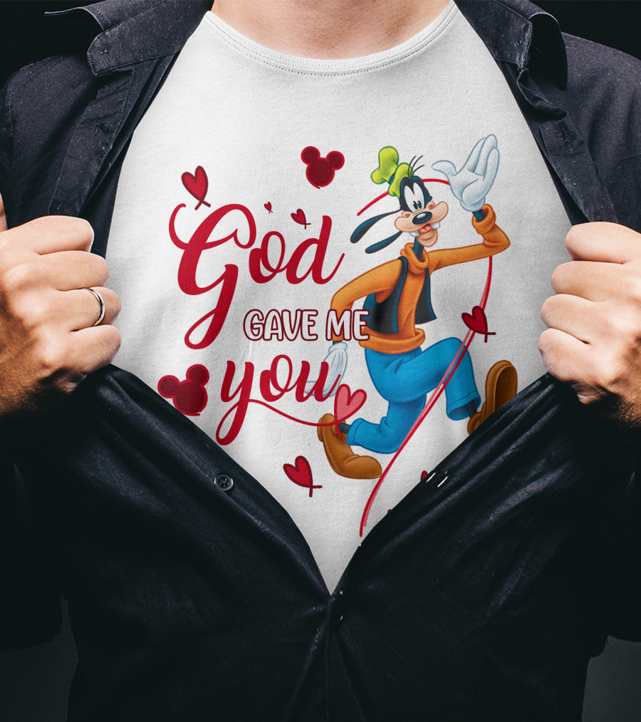God Gave Me You Goofy Character Hearts Icons T-Shirt