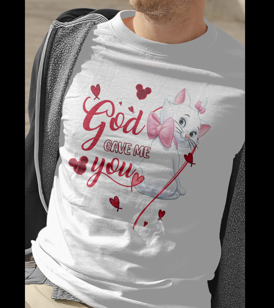 Marie Cat God Gave Me You Disney Hearts Bows T-Shirt