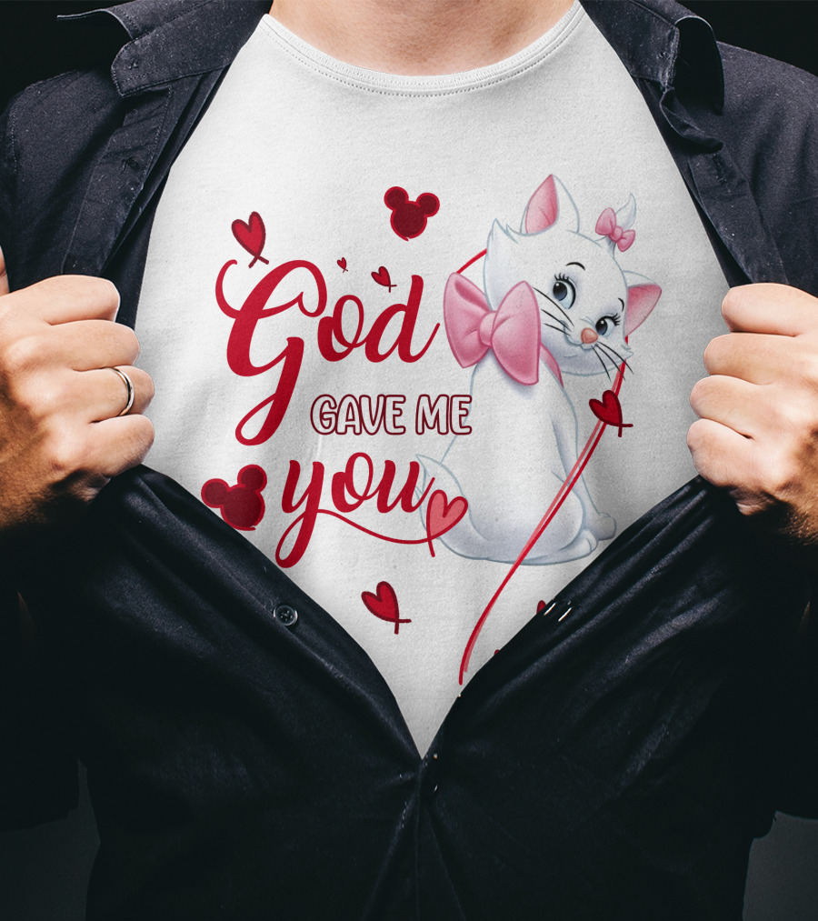 Marie Cat God Gave Me You Disney Hearts Bows T-Shirt